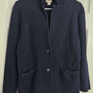 J.Crew Womens Small Navy Cotton Knit 2 Button Preppy Work Blazer